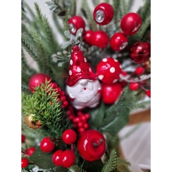 Duży wieniec świąteczny zimowy Czerwień i Złoto 55 cm